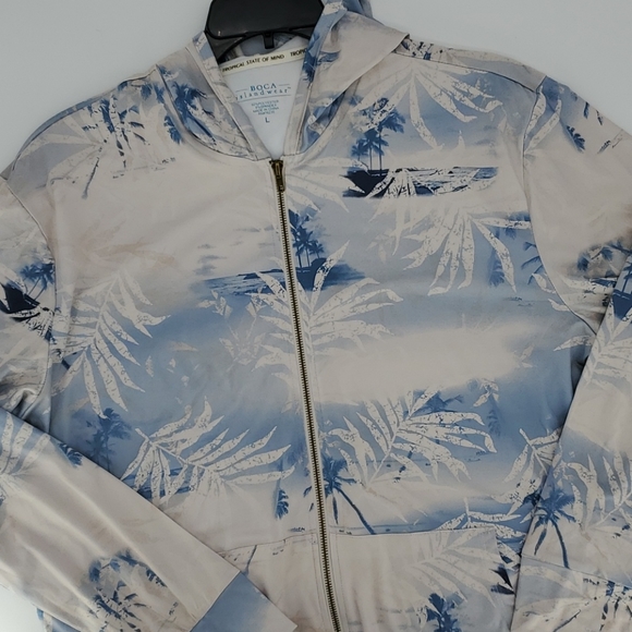 NWT Mens Palm Leaf Print Hoodie - Picture 3 of 3